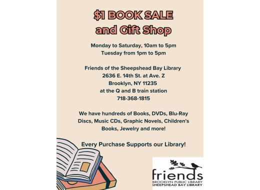 Text: $1 Book Sale gift shop